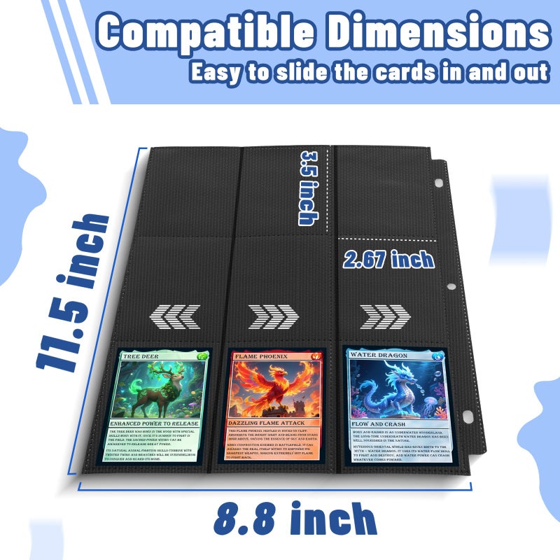 Kitoyz 450 Pockets Trading Card Sleeves Binder, Baseball Card Binder Sleeves fit for Game Cards, Standard Size Sports Card, 3 Ring Binder Card Holder Protector - Image 4